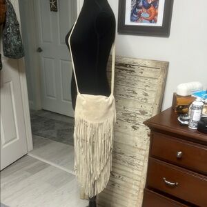 Fringe Cream Crossbody Bag